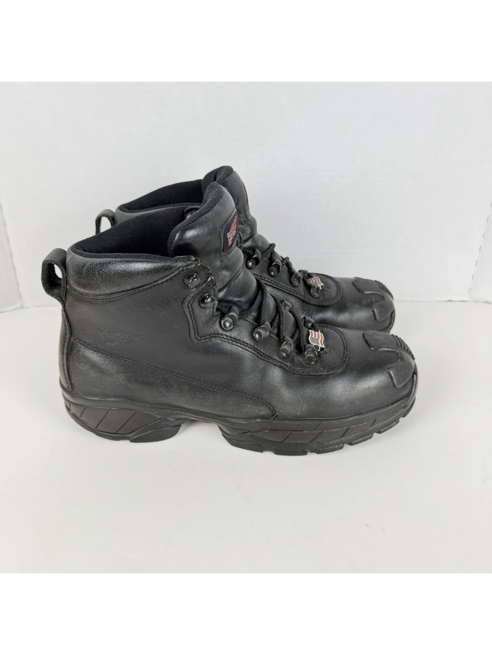 Red Wing 6680 Steel Toe Work Boots Mens Size 9 Black Leather ASTM F2413-05